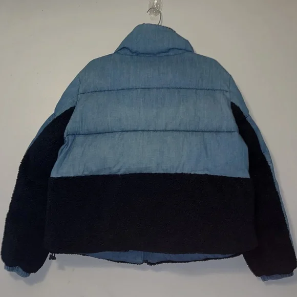 New Tommy Hilfiger Tommy Jeans Denim Sherpa Puffer Jacket - Picture 2 of 12